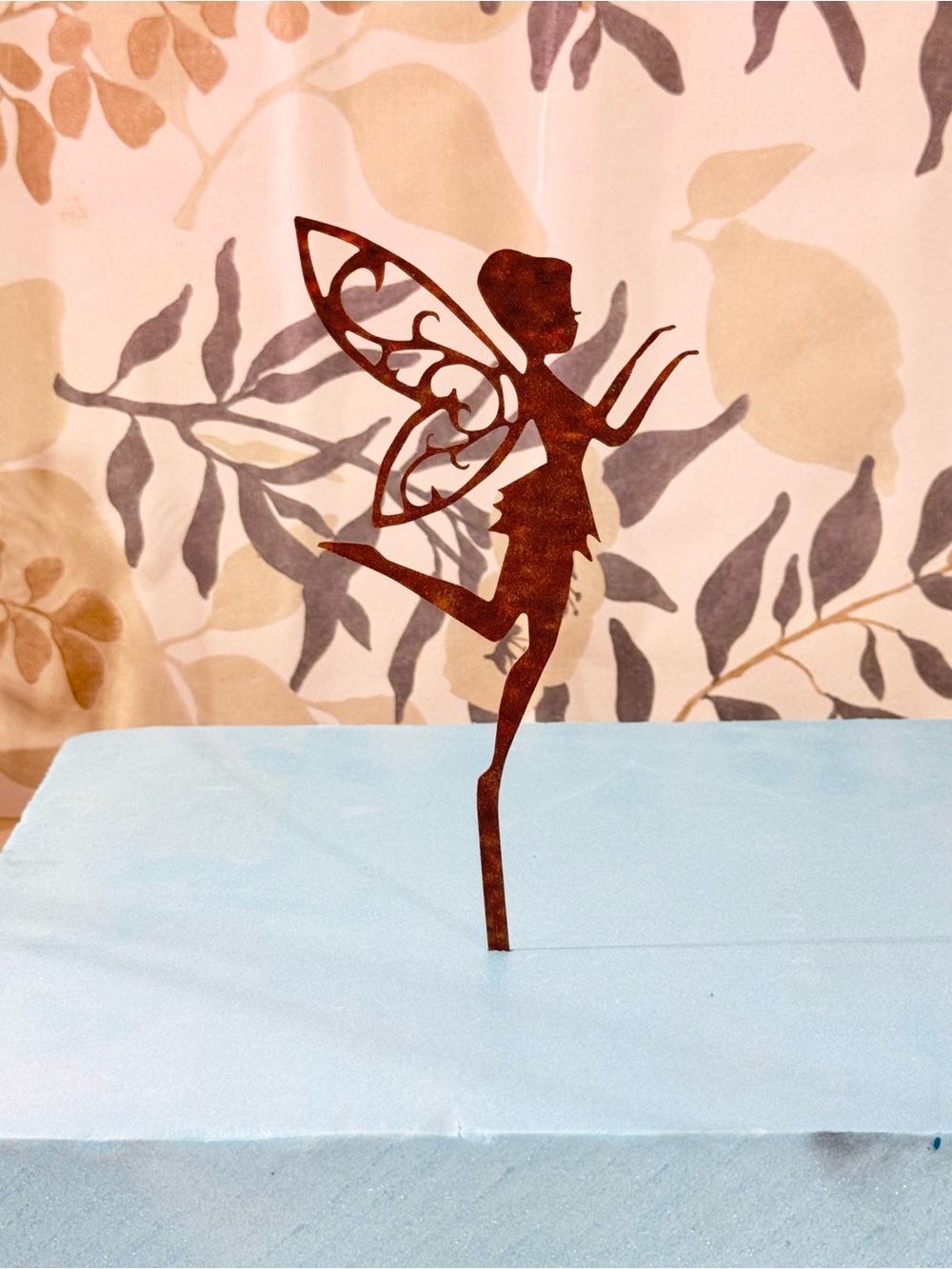 NWOT Rust Metal Fairy Garden Stake - Brown Fairy Yard Accent